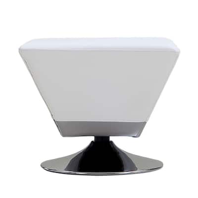 Manhattan Comfort Diamond Polished Chrome Swivel Ottoman