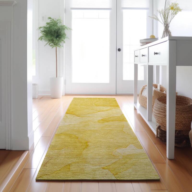 Premium Washable Super Soft Abstract Contemporary Mayfield Rug - Gold - 2' 3" x 7' 6" - Runner
