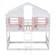 preview thumbnail 11 of 11, Pink+White Twin over Twin Size Wood House Bunk Bed with Roof