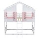 preview thumbnail 11 of 11, Pink+White Twin over Twin Wood House Bunk Bed with Roof and Ladder