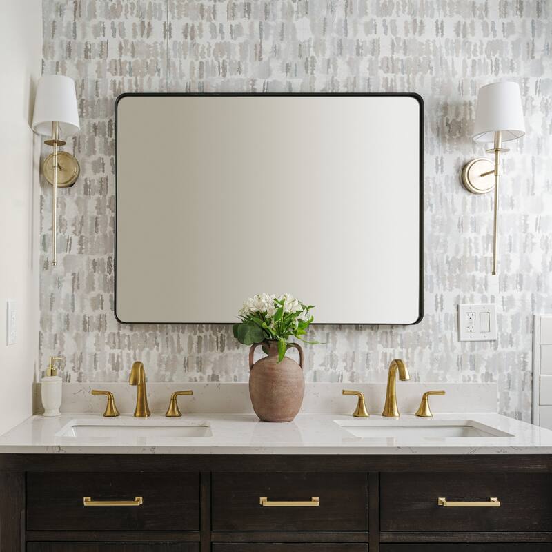 Varaluz Kye Rounded Rectangular Wall Mirror - Black