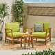 preview thumbnail 13 of 18, Perla Outdoor 2 Seater Acacia Wood Chat Set with Cushions by Christopher Knight Home