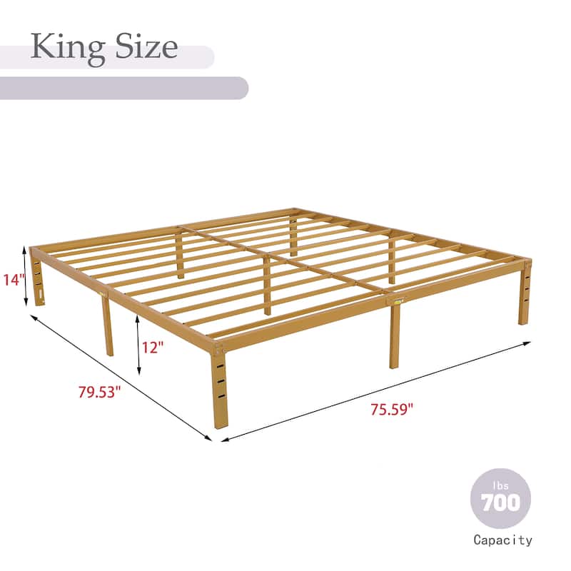 NNV 14" 3500 lbs Heavy Duty Bed Frame, Duty Steel Slat Metal Bed Frame