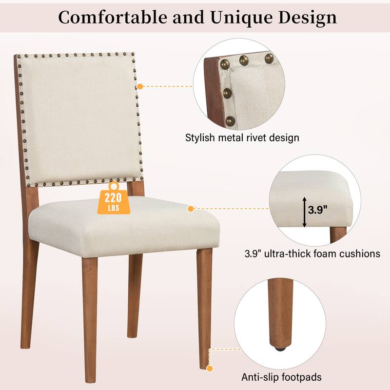 Rustic Breakfast Nook with Dining Chairs, 5-Piece Farmhouse Dining Set with Round Table & 4 High Back Chairs