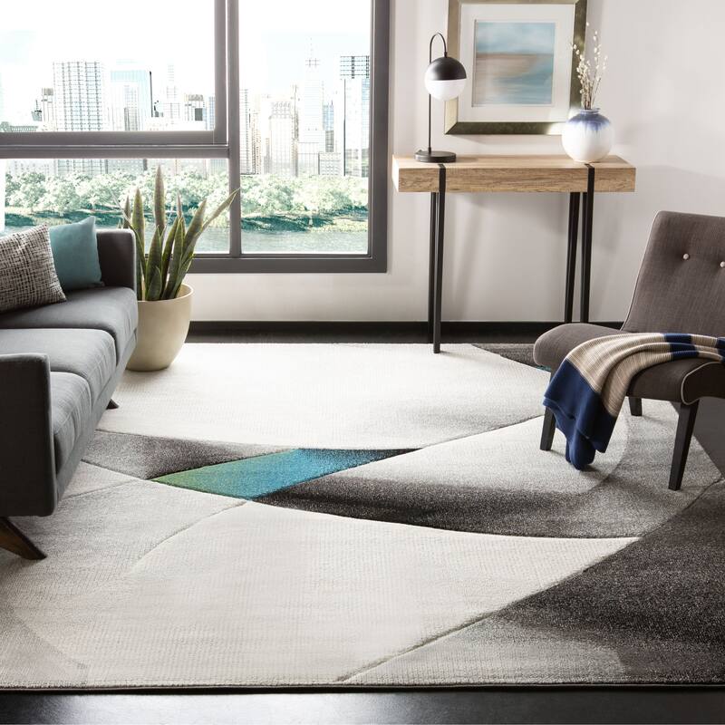SAFAVIEH Hollywood Hrissonka Mid-Century Modern Abstract Rug - 9' x 12' - Grey/Teal