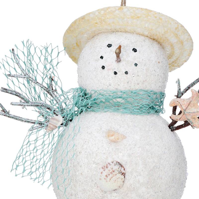 7" Coastal Snowman Ornament