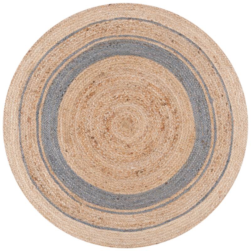 SAFAVIEH Handmade Natural Fiber Payten Farmhouse Rug - 4' Round - Silver/Natural