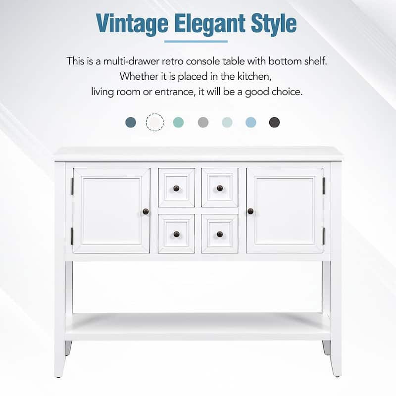 46 "W Modern Vintage Storage Dresser with Four Small Drawers and Bottom Shelf