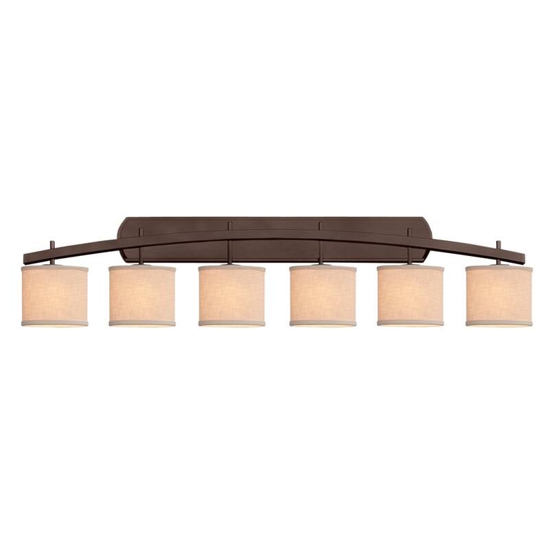 Justice Design Textile Archway 6-Light Bath Dark Bronze Bar, Cream Oval Shade - Dark Bronze