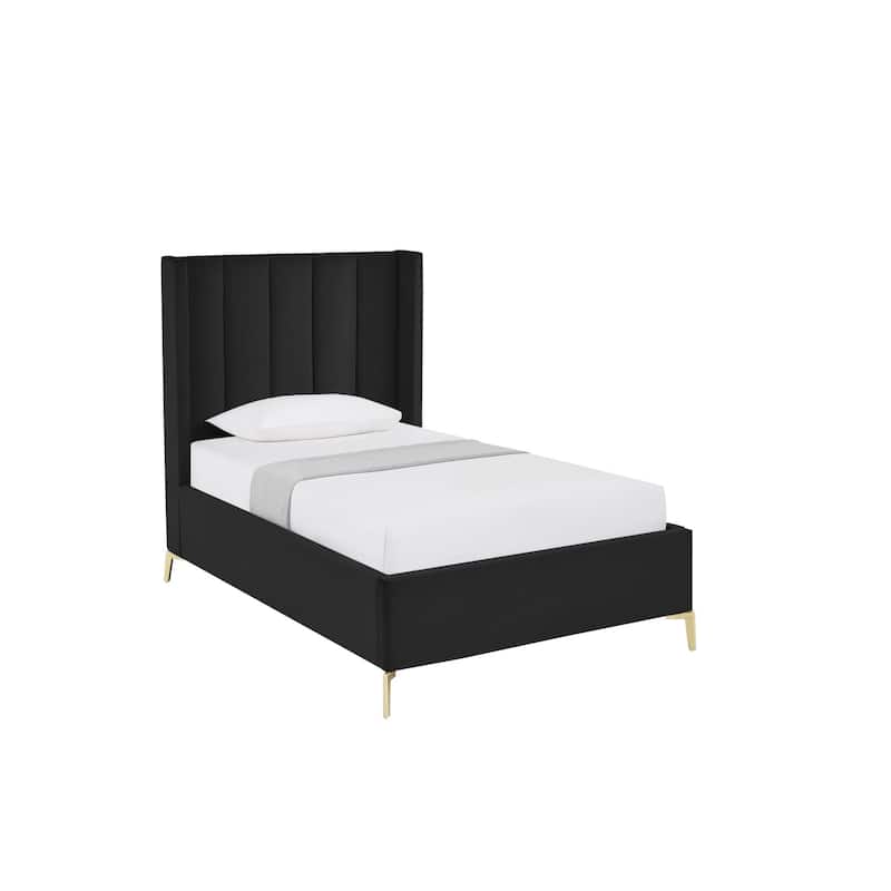 HomeRoots Green Velvet Upholstered Full Bed Frame