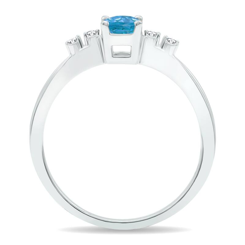 Women's Blue Topaz and Diamond Sparkle Ring in 10K White Gold