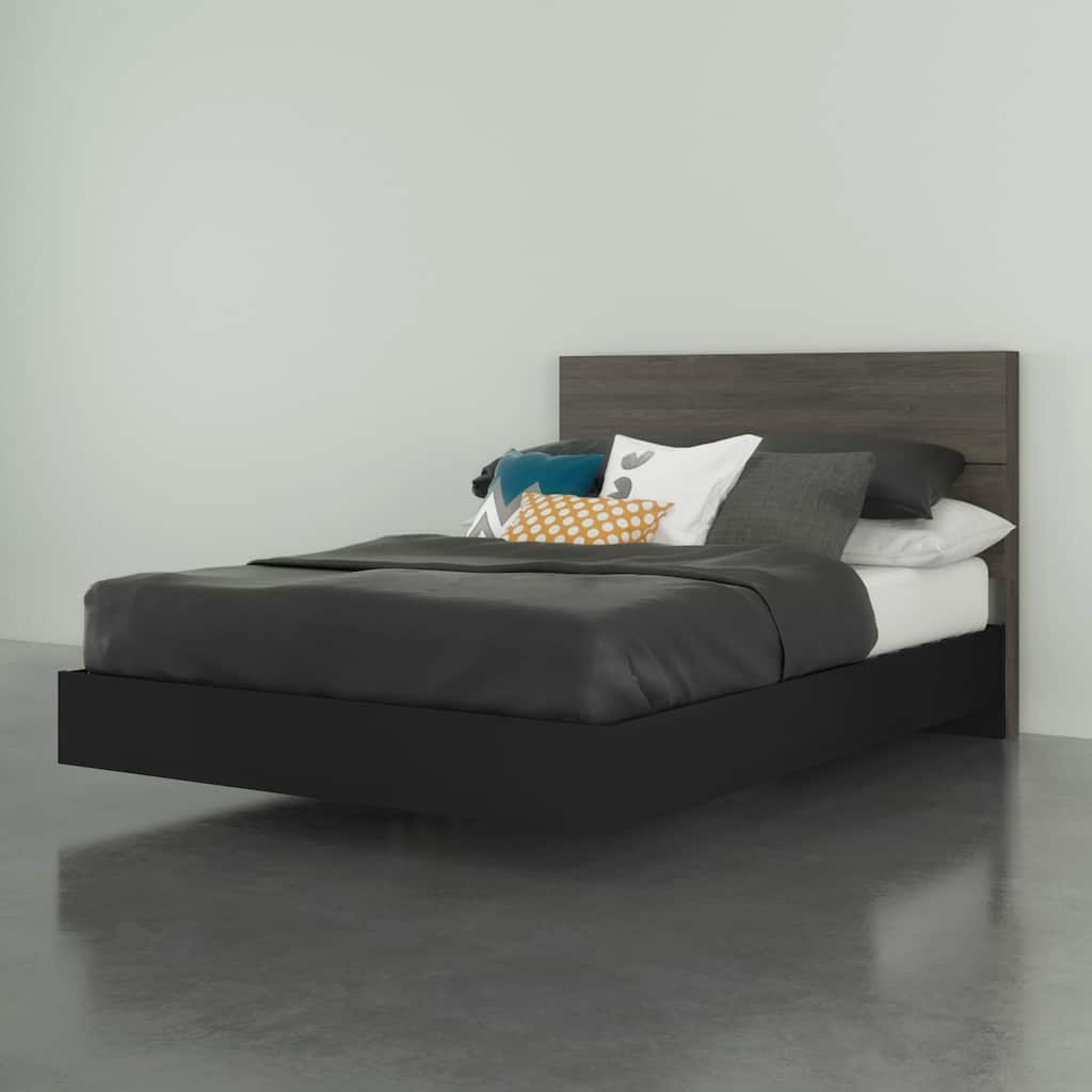 Apollo Platform Bed with Headboard, Bark Grey and Black