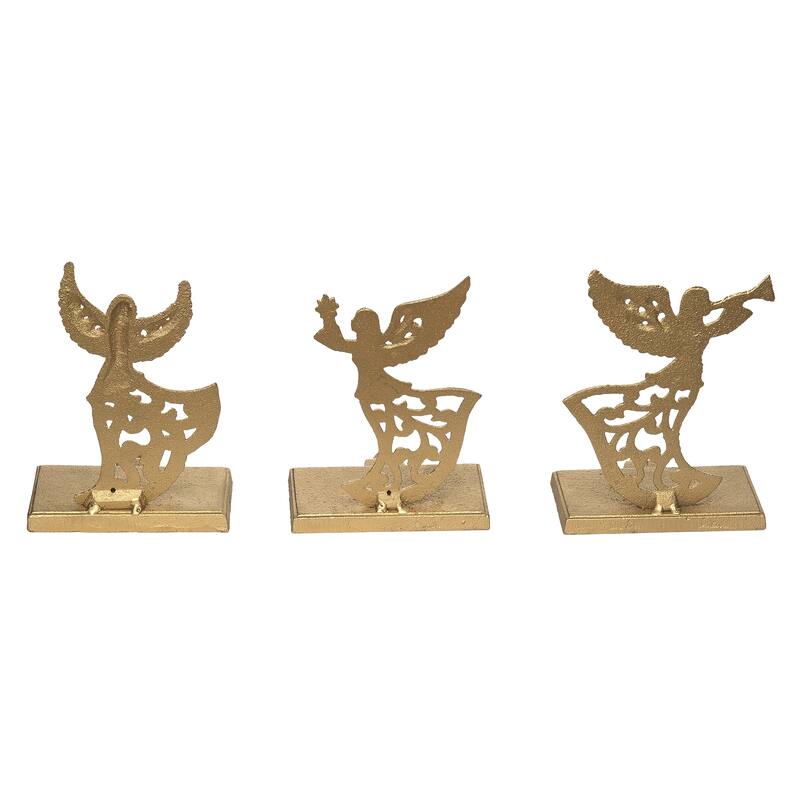 Transpac Cast Iron Angel Stocking Holder Set of 3 Christmas Home Decorations