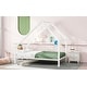 preview thumbnail 3 of 7, White Metal Twin House Platform Bed with Roof and Chimney Decorate