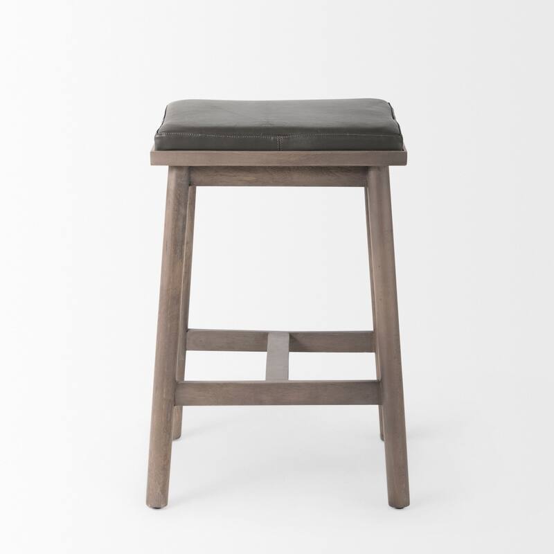 Eliza Leather Seat & Wood Frame Counter/Bar Stool