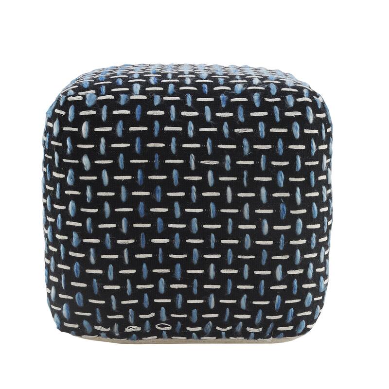 HomeRoots 16" Black Polyester Ottoman