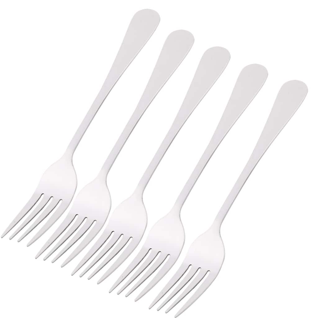 Household Tableware Stainless Steel Dinner Fork 6.8 Inches Length 5 Pcs - Silver Tone