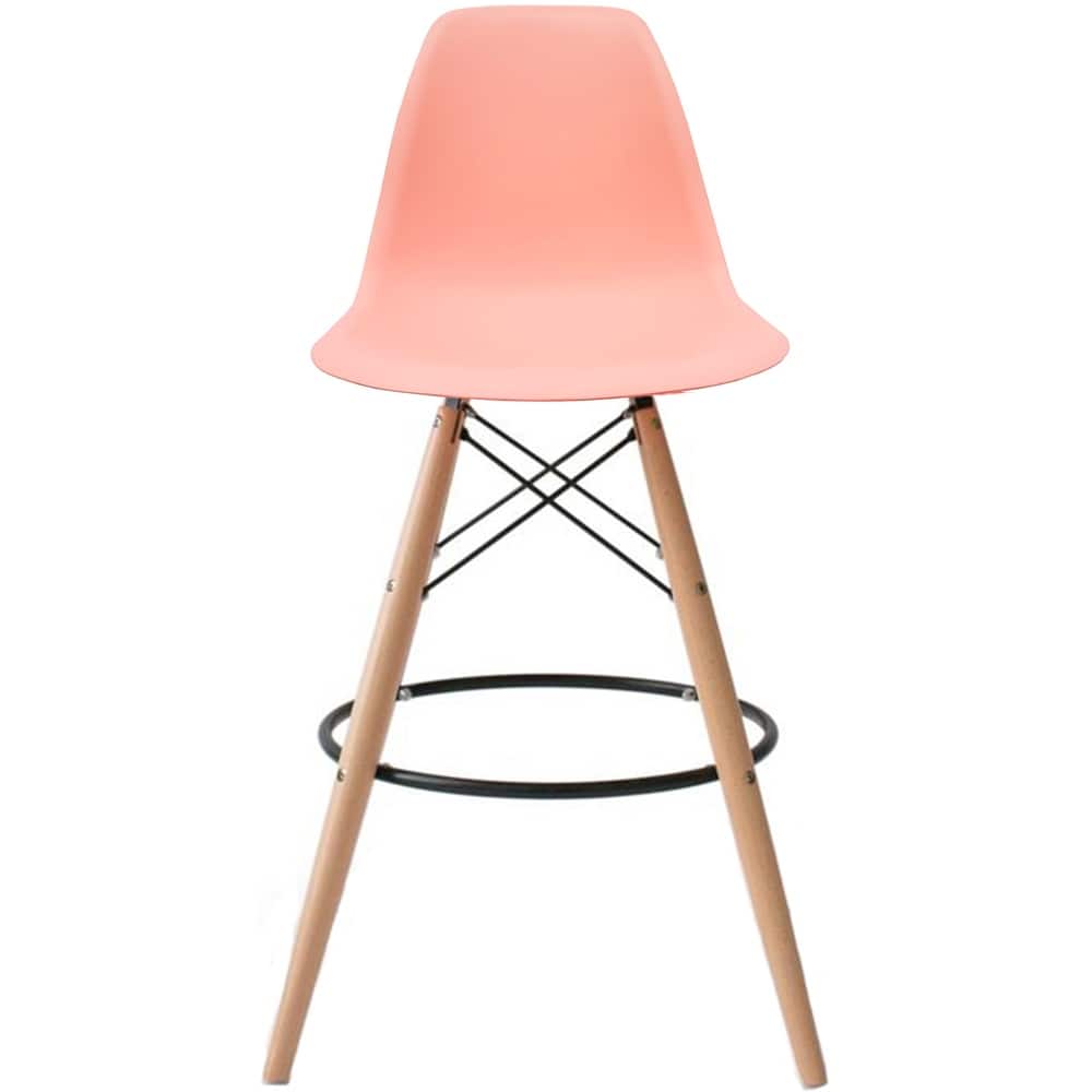 Counter Stool With Back Plastic Molded Wooden Eiffel Base For Kitchen Island Hotel Work High Chair