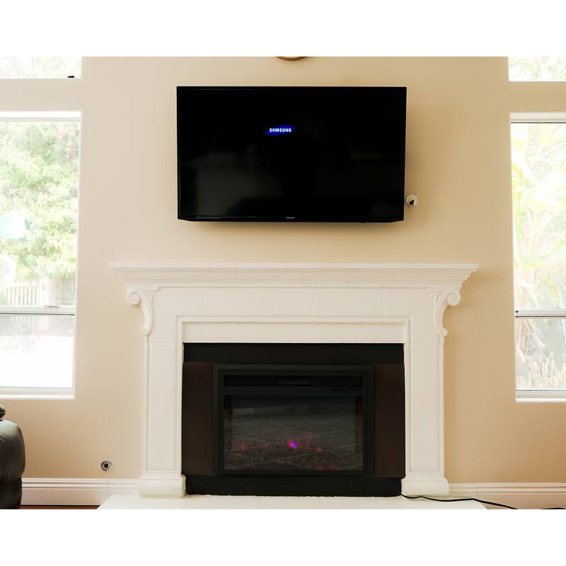XBrand Insert Fireplace Heater w/Remote Control and LED Flame Effect, 32 Inch Long, Black