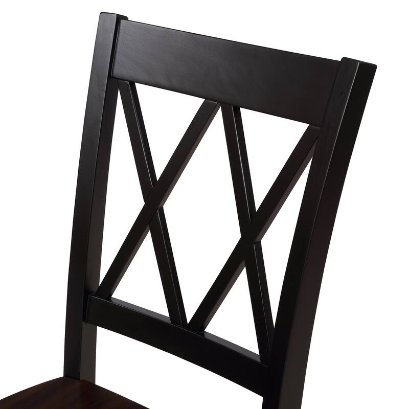 Roomfitters 5-Piece Dining Table Set, Rectangular Wood Kitchen Table and 4 X-back Chairs, Transitional Style