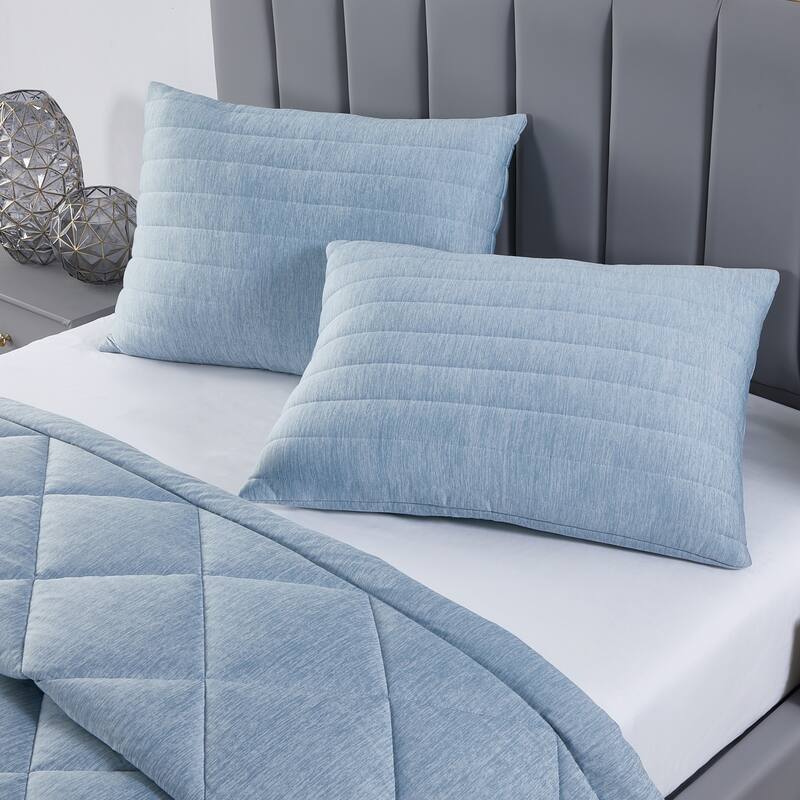 Below Zero Cooling Channel Quilted Pillow - Blue