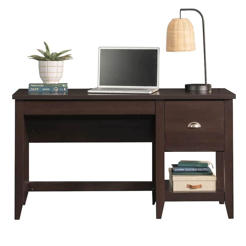 Wood Transitional Desk with 2 Smooth-Glide Drawers, Brown