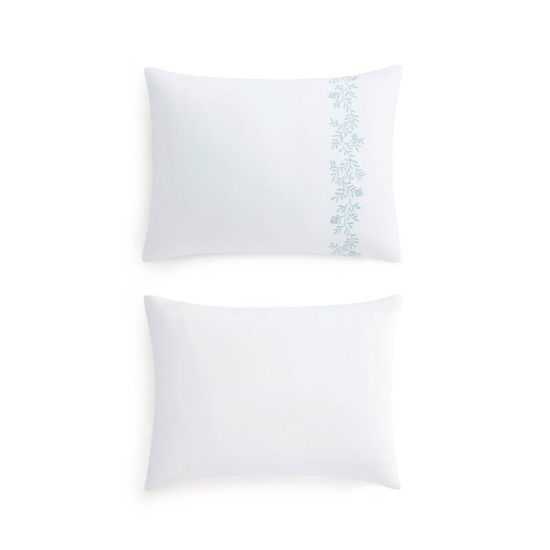Martha Stewart Garden Path Embroidery Cotton Blue Duvet Cover Set