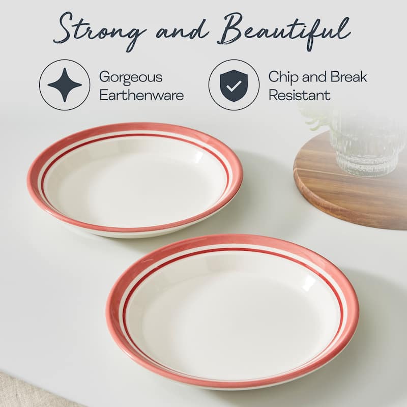 Portmeirion Set of 4 Potters Stripe Salad Plates - 8" D x 1" H