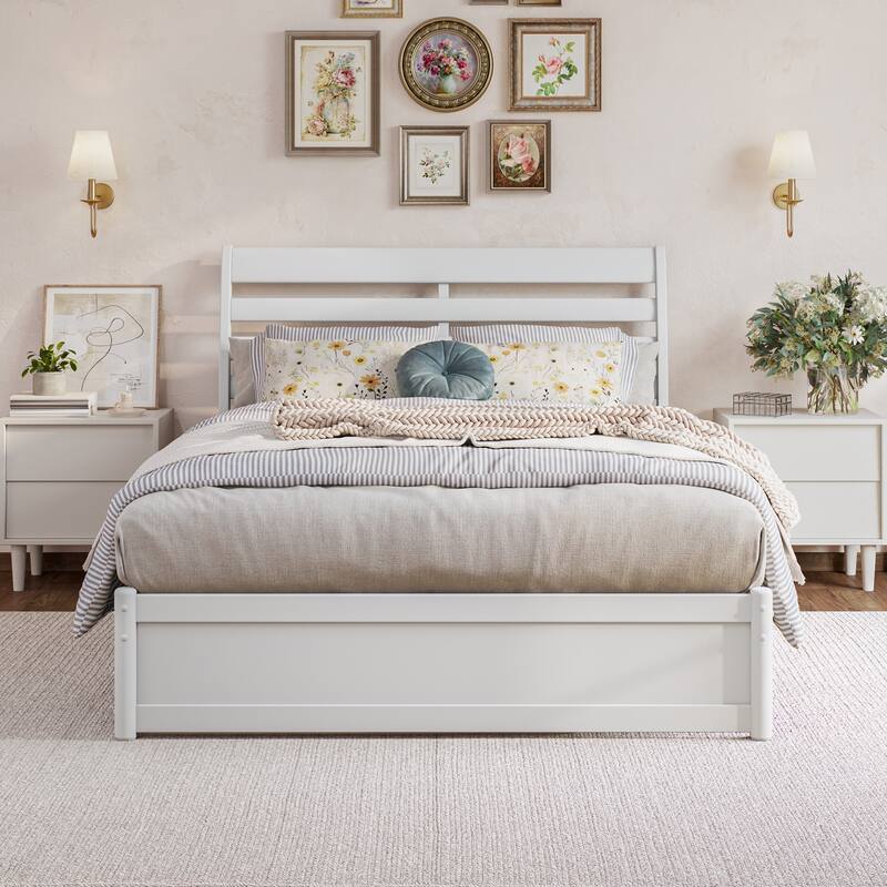 Emelie Platform Bed with Panel Footboard and Twin Trundle