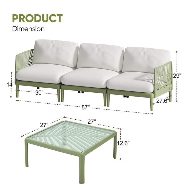 Werph Patio Furniture Set Outdoor Couch Patio Set Patio Sectional Sofa Outdoor Patio Furniture Set with Washable Cushions