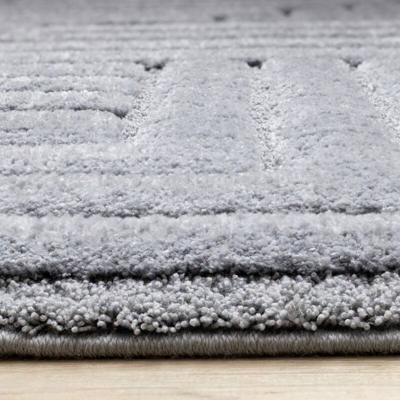 Lincoln Collection - Modern Luxurious Blue Plush Maze Area Rug