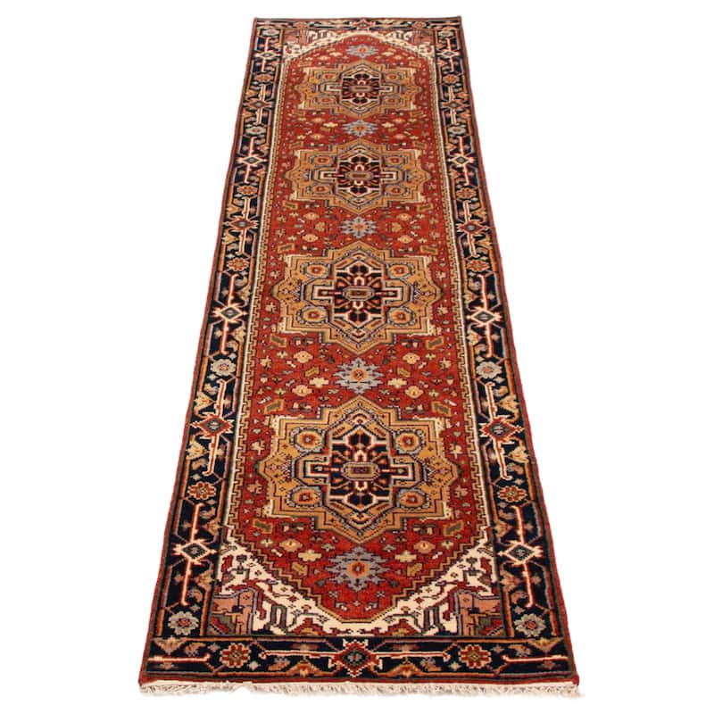 ECARPETGALLERY Hand-knotted Serapi Heritage Dark Copper Wool Rug - 2'11 x 11'9