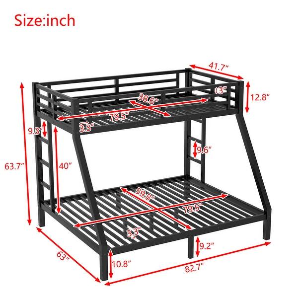 Bunk Bed With Under Bed Storage and 2 Side Ladder,Twin XL over Queen