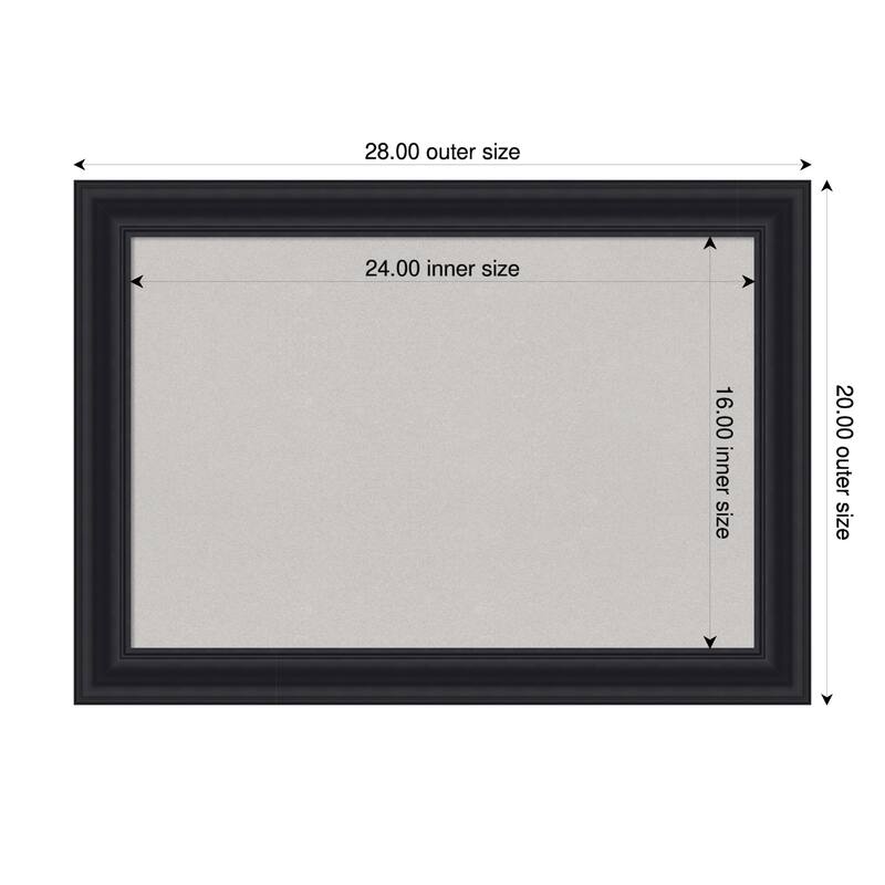 Dalat Black Framed Cork Board - Bulletin Board, Organization Board, Pin Board - Grey - 28 x 20 in