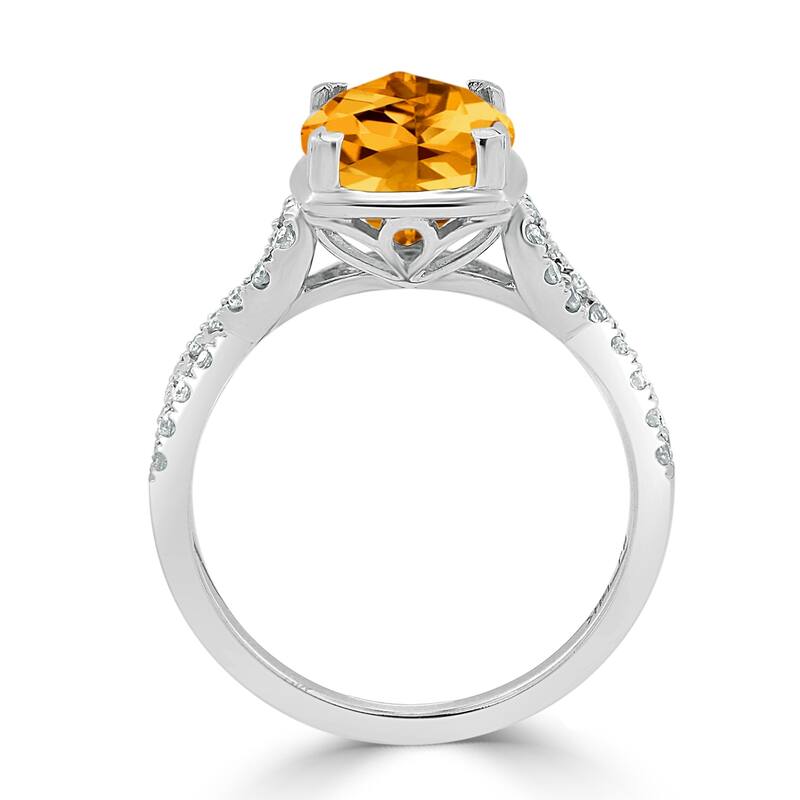 Auriya 3 9/10ct Cushion-cut Citrine Diamond Engagement Ring 1/5ctw 14k Gold