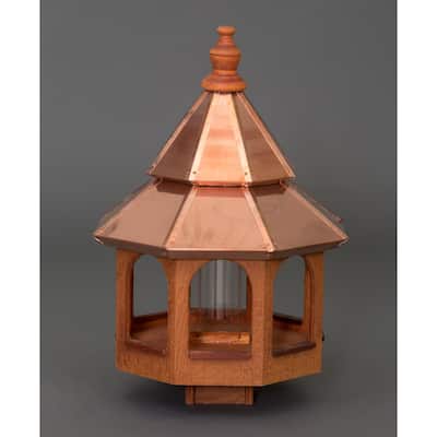 Large Natural Bird Feeder with Copper Roof