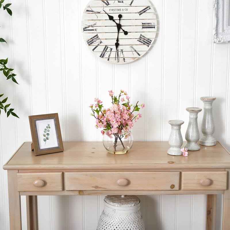 Silk Flower Arrangement with Vase - 30 Inch Coastal Home Decor - Artificial Flowers for Table Centerpiece - White - 16