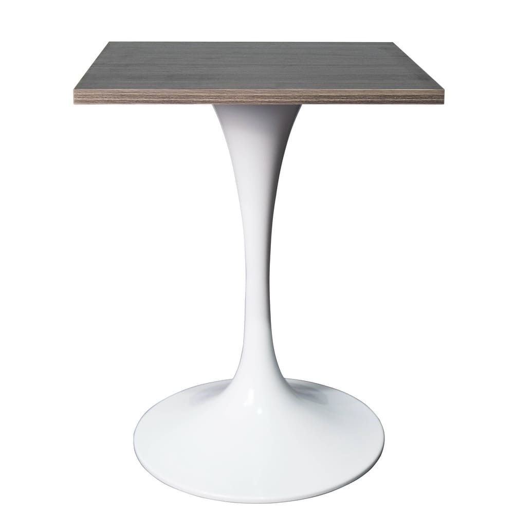 Verve 24 in. Dining Table Square MDF Wood Top w/ White Stainless Steel Base Accent Furniture for Home Kitchen and Dining Room