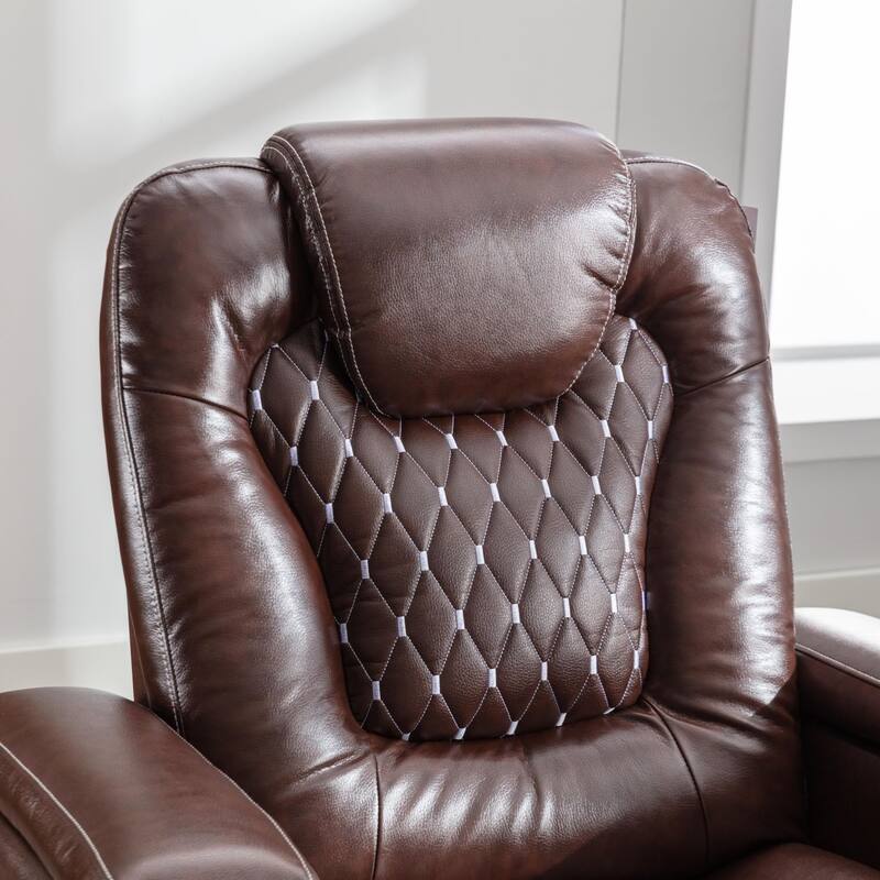 Overstuffed Electric Home Theater Seating PU Leather Reclining Furniture with Hidden Arm Storage