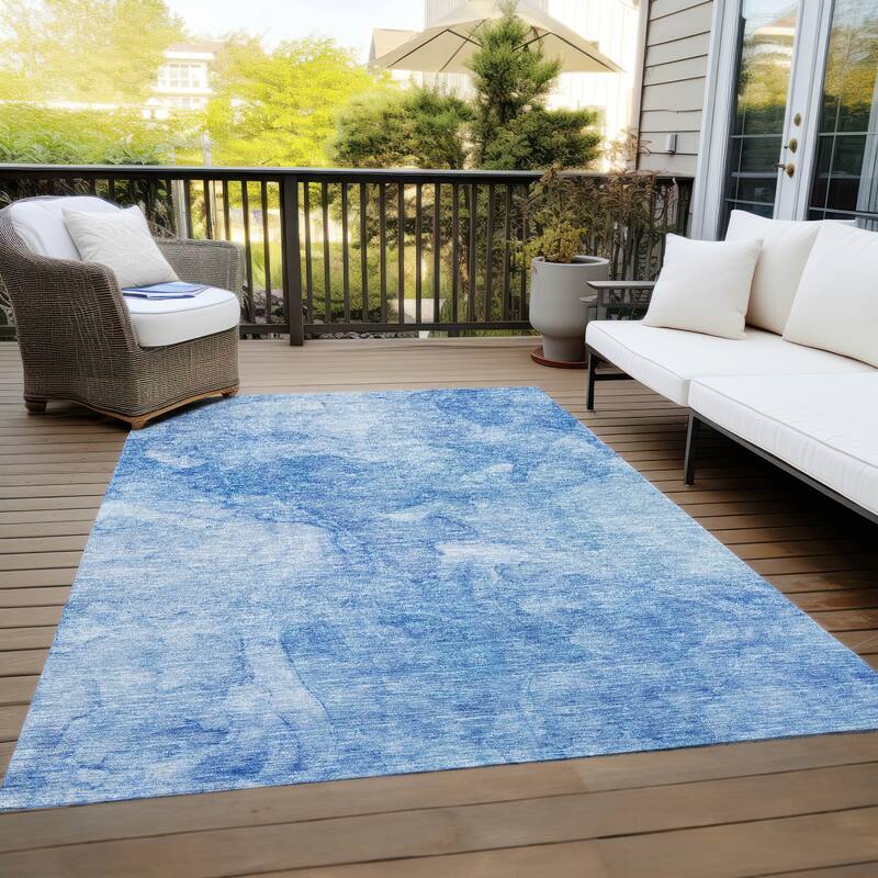 Machine Washable Indoor/ Outdoor Chantille Abstract Watercolor Rug