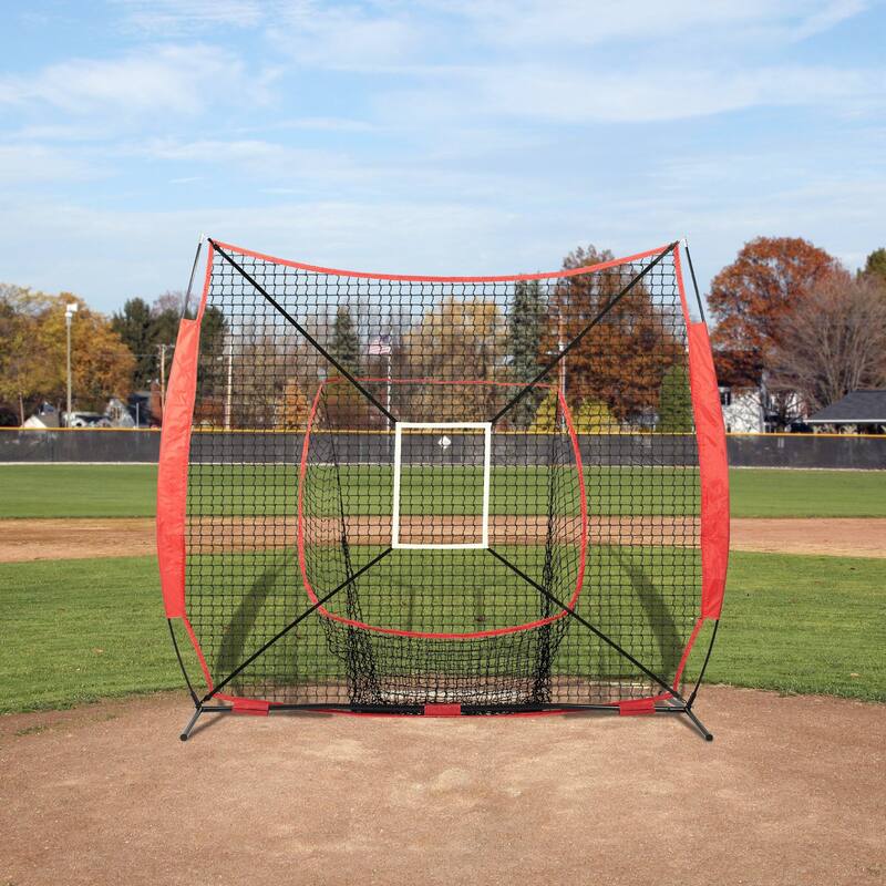 7x7 Baseball Softball Practice Net with Strike Zone for Hitting & Pitching