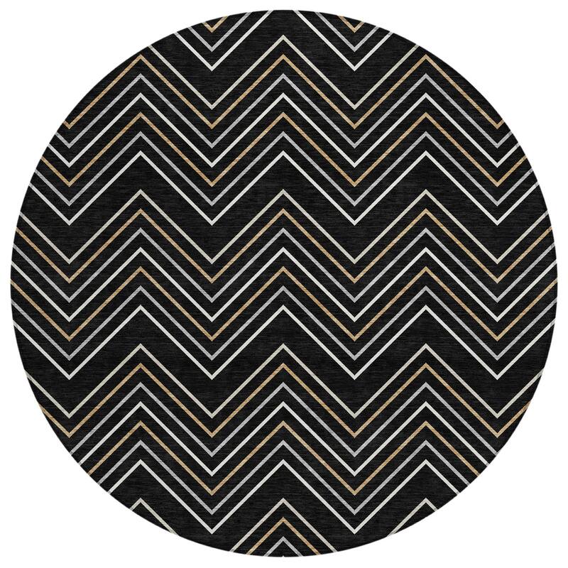 Machine Washable Indoor/ Outdoor Modern Chevron Chantille Rug