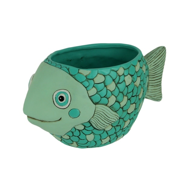Allen Designs Resin Teal Fish Planter - 4.5 X 9.5 X 4.5 inches