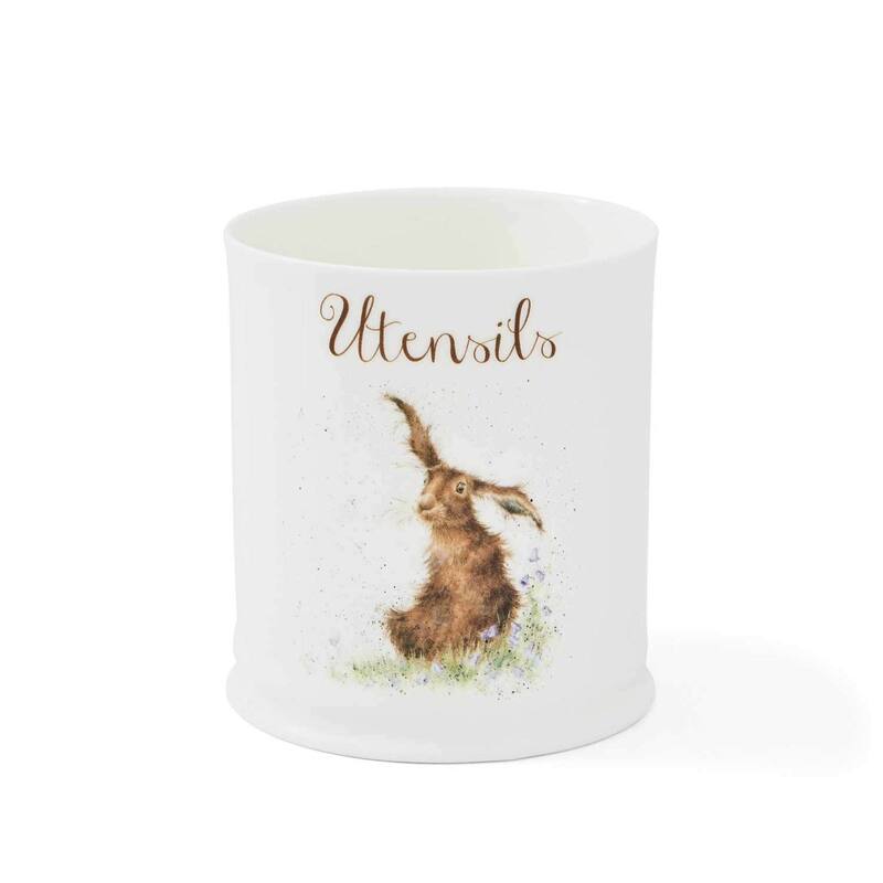 Royal Worcester Wrendale Designs Utensil Jar - 6.5" H x 5.5" L - 6.5" H x 5.5" L - Harebells (Hare)