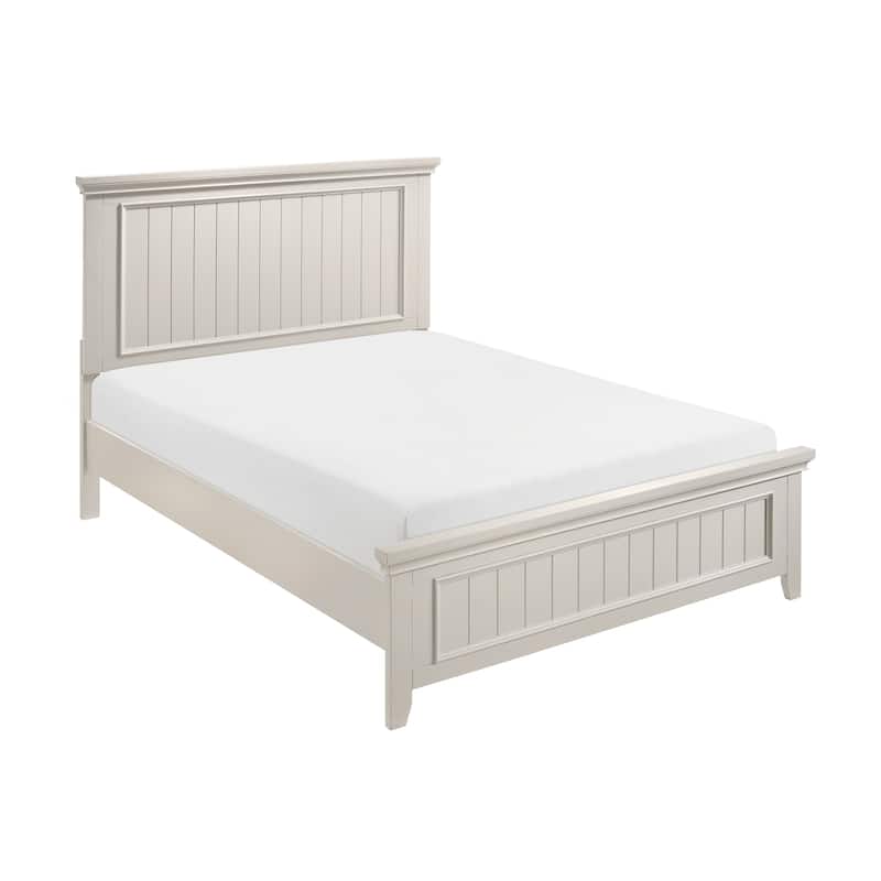 Classic White Full Size Panel Bed with Shiplap Design