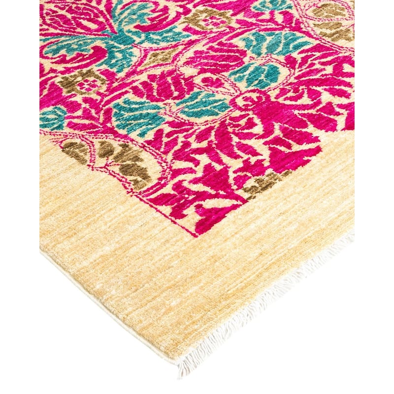 Overton Handknotted Wool Vintage Inspired Contemporary Arts & Crafts Ivory Area Rug - 14' 5" x 11' 7"