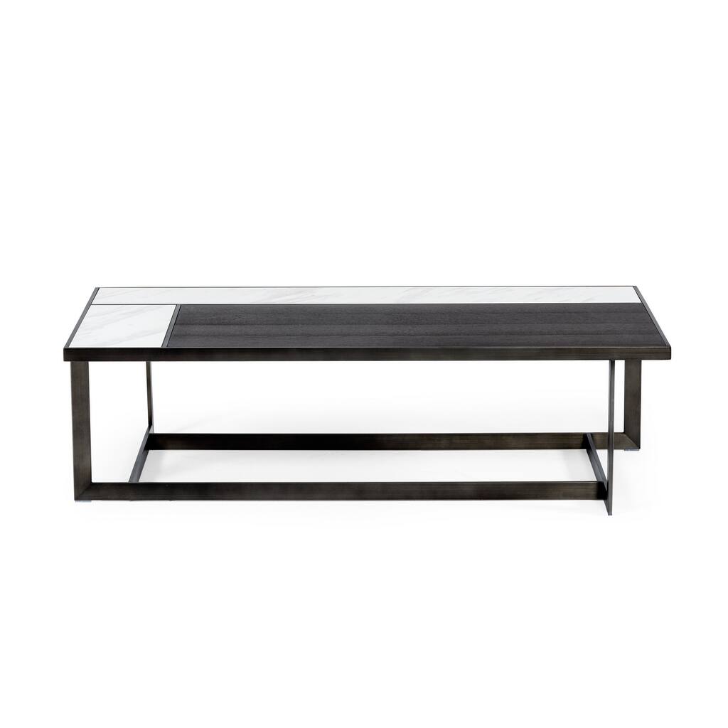 Modrest Fargo Modern Ceramic & Grey Walnut Coffee Table