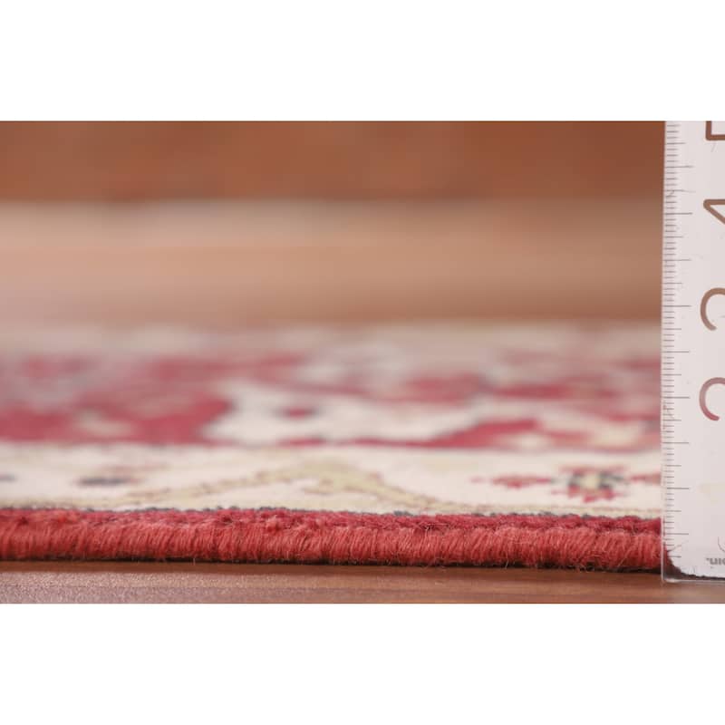 Red Oushak Indian Runner Rug Hand-Knotted Wool Carpet - 2'6"x 9'9"