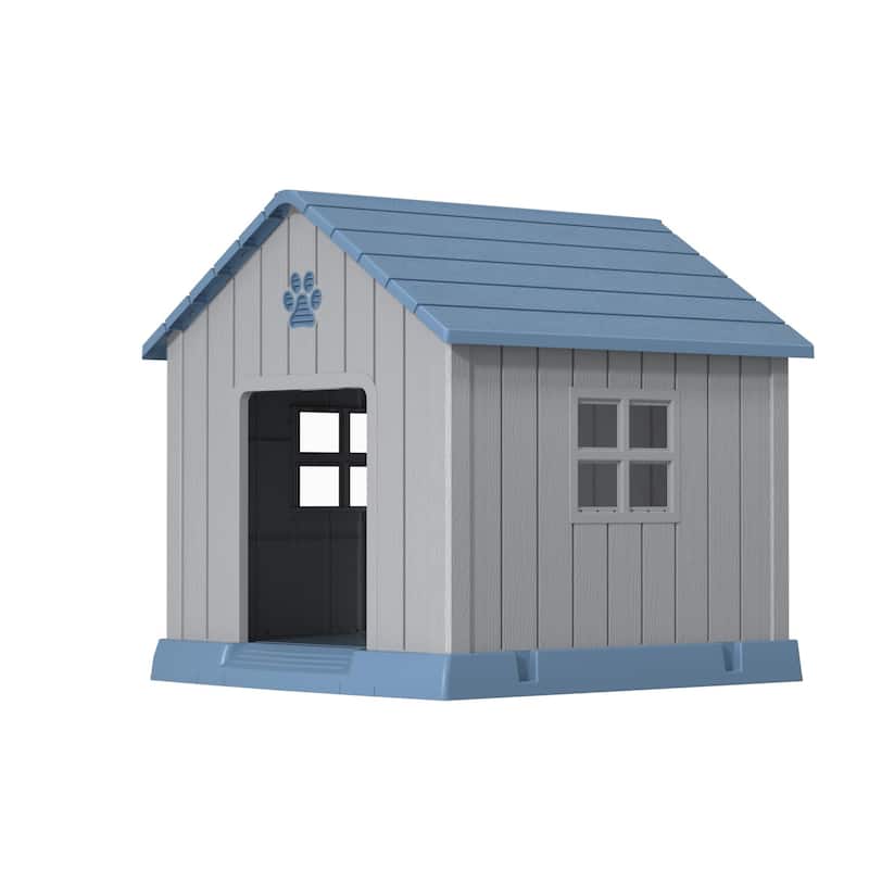 Durable Waterproof Plastic Dog House for Small to Large Sized Dogs - Black