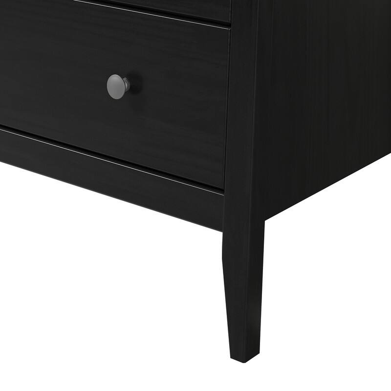 Jela Solid Wood 5 Drawer Dresser - Black